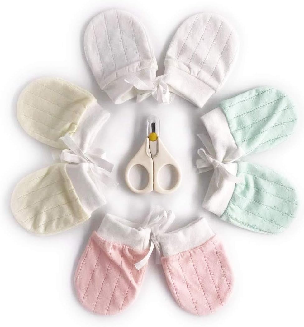 251026152457378_1 4Pairs Baby Mittens Newborn Set - No-Scratch, Breathable Baby Gloves for Boys Girls (0-6 Months) - Image 1